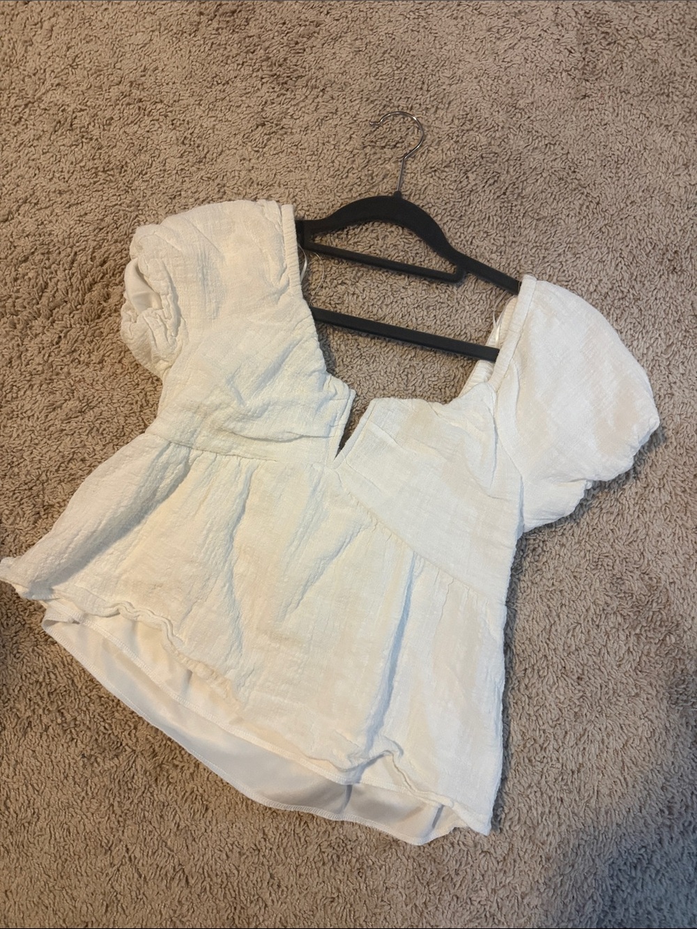 White Puff-Sleeve Peasant Top - Women